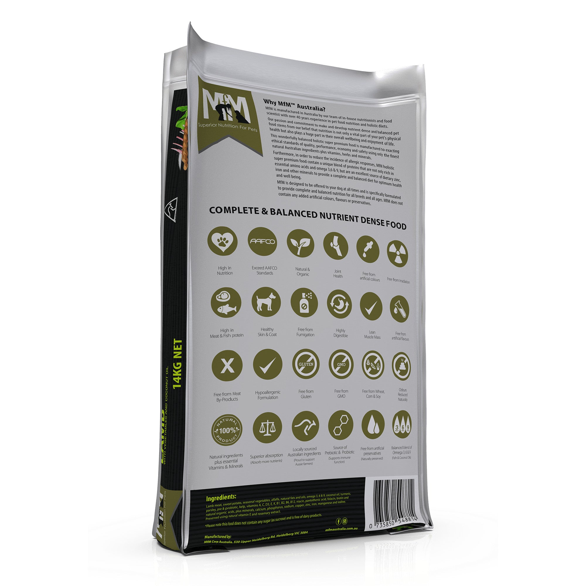 Meals for Mutts Lamb Single Meat Protein Dog Food - Back.