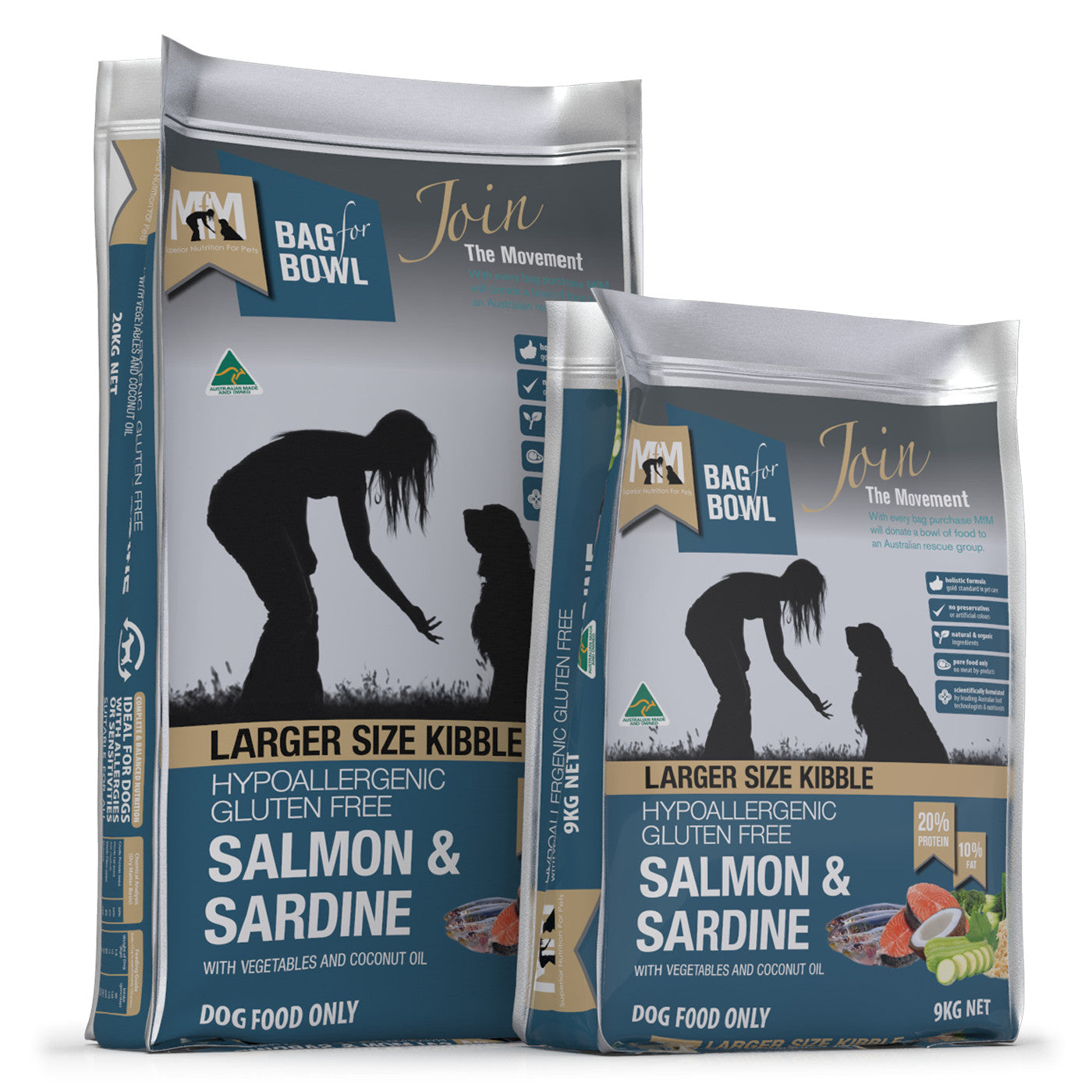 Meals for Mutts Salmon & Sardine Large Kibble Dog Food.