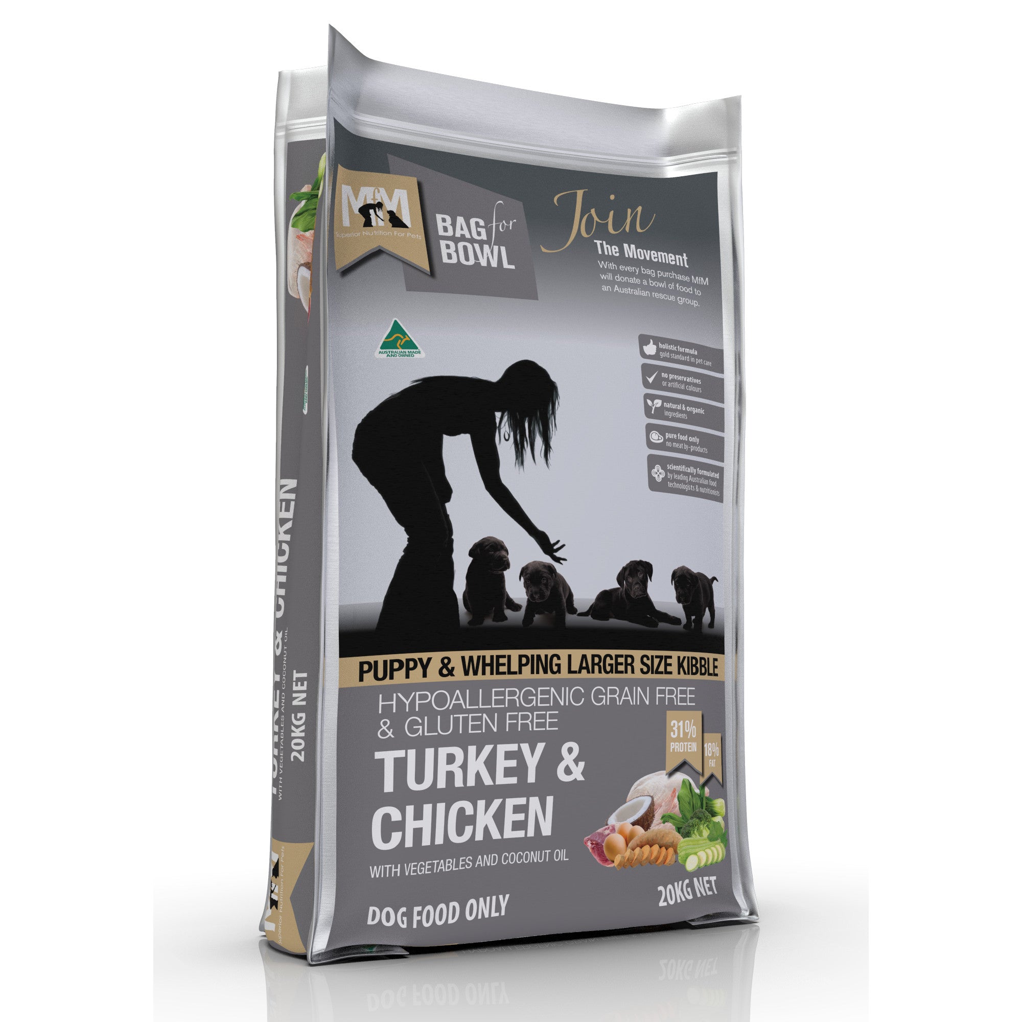 Meals For Mutts Large Breed Puppy 20kg - Turkey & Chicken, Grain Free & Gluten Free