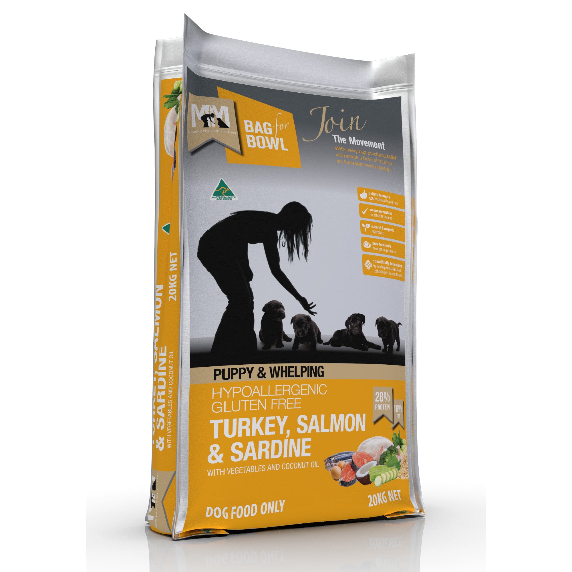 Meals for Mutts Turkey, Salmon & Sardine Puppy Food 20kg.