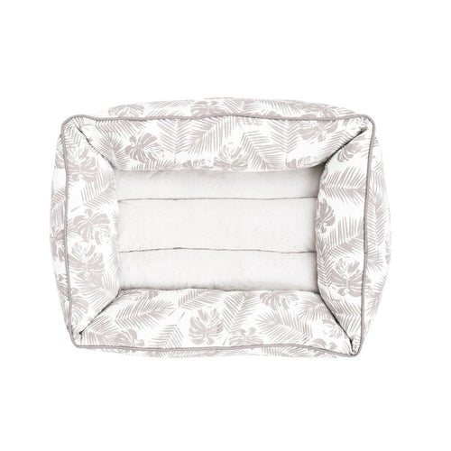 Mog & Bone Bolster Bed Mocca Tropical Leaves - Dog Bed
