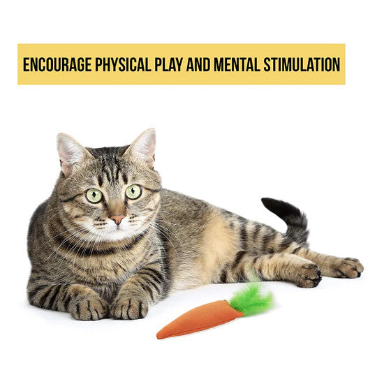 Cosmic Catnip Filled Toy Carrot encourages physical play and provides mental stimulation.