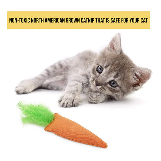 Cosmic Catnip Filled Toy Carrot contains Non-toxic North American Catnip that is safe for your cat.