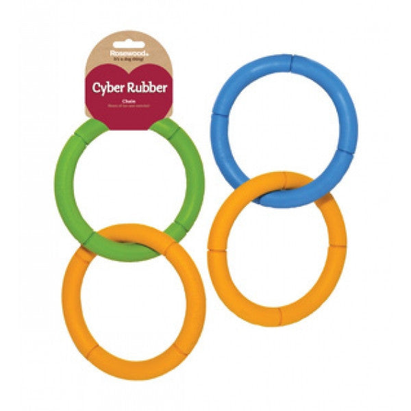Rosewood Cyber Rubber Chain Dog Toy - Assorted Colours