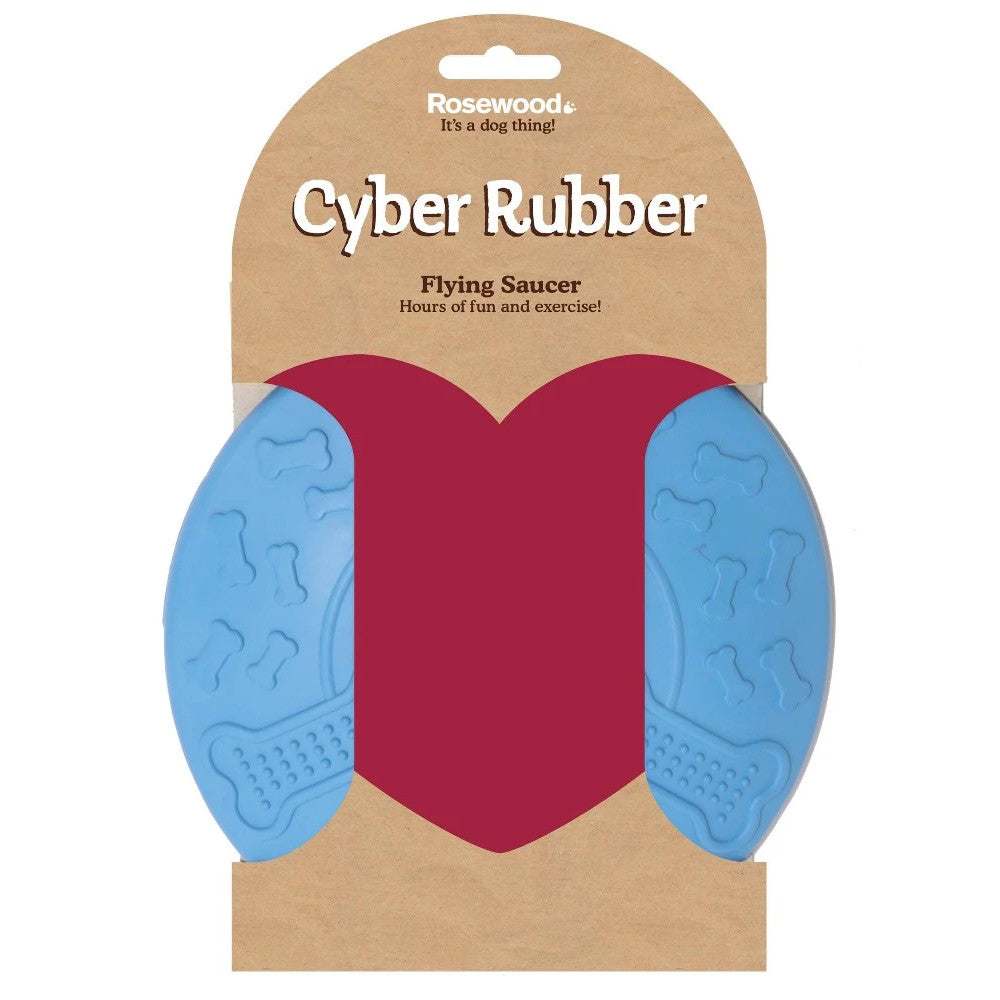 Rosewood Cyber Rubber Flying Saucer Blue - Dog Toy