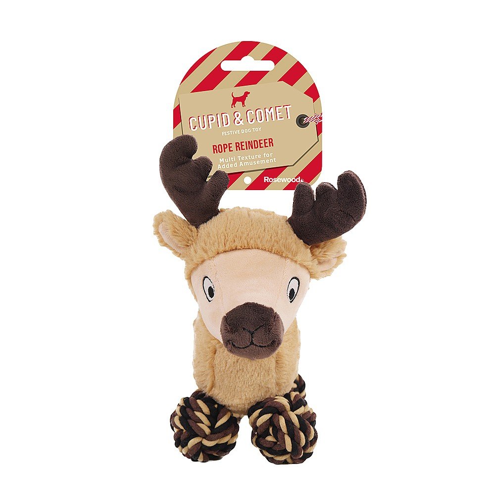 Rosewood Festive Rope Reindeer Plush Dog Toy