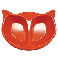 Scream Cat Face Double Bowl - Loud  Orange