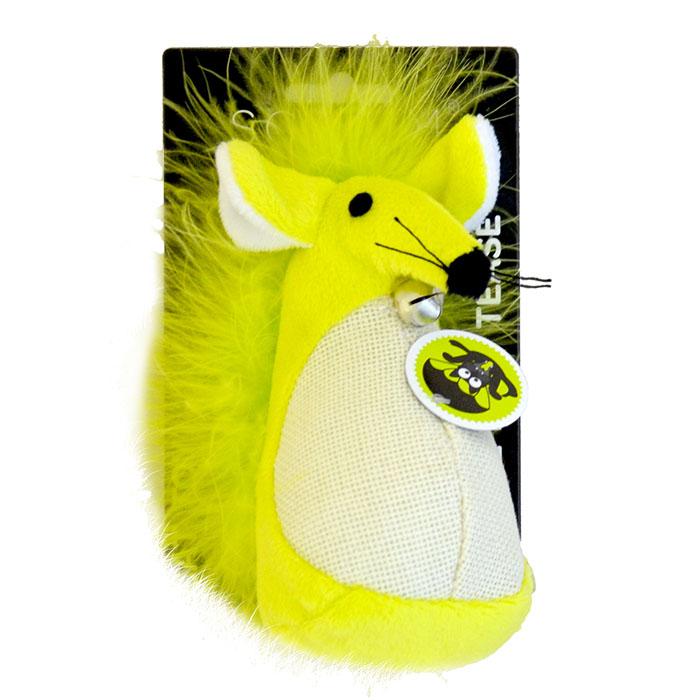 Loud Green Scream Fatty Mouse Cat Toy with Feather Tails and Catnip