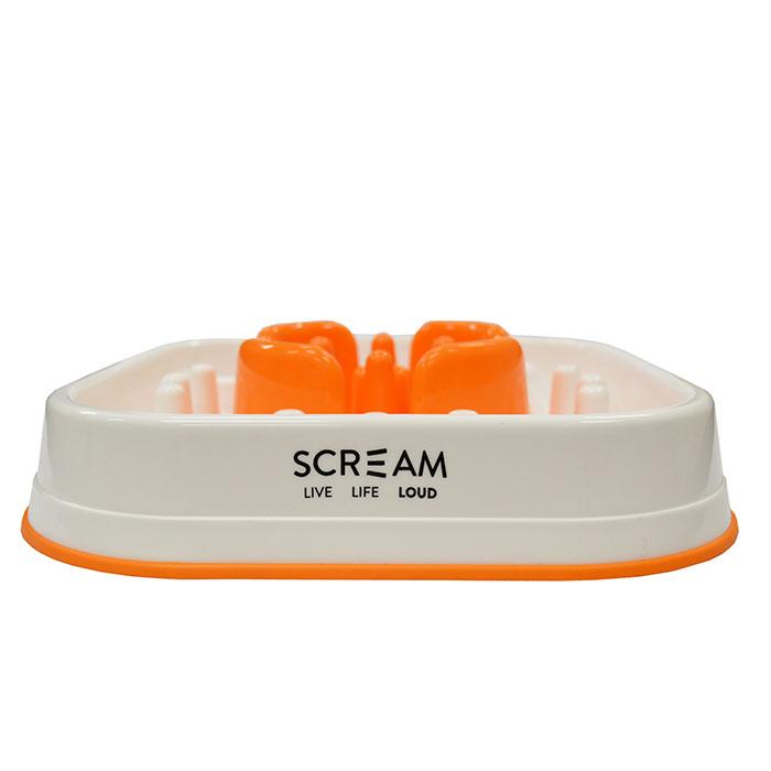 Scream Loud Orange Slow Feed Dog Bowl