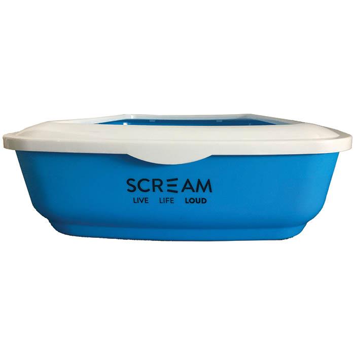 Scream Live Life Loud Blue Cat Litter Tray features a removable outer rim to help prevent spills and tracking.