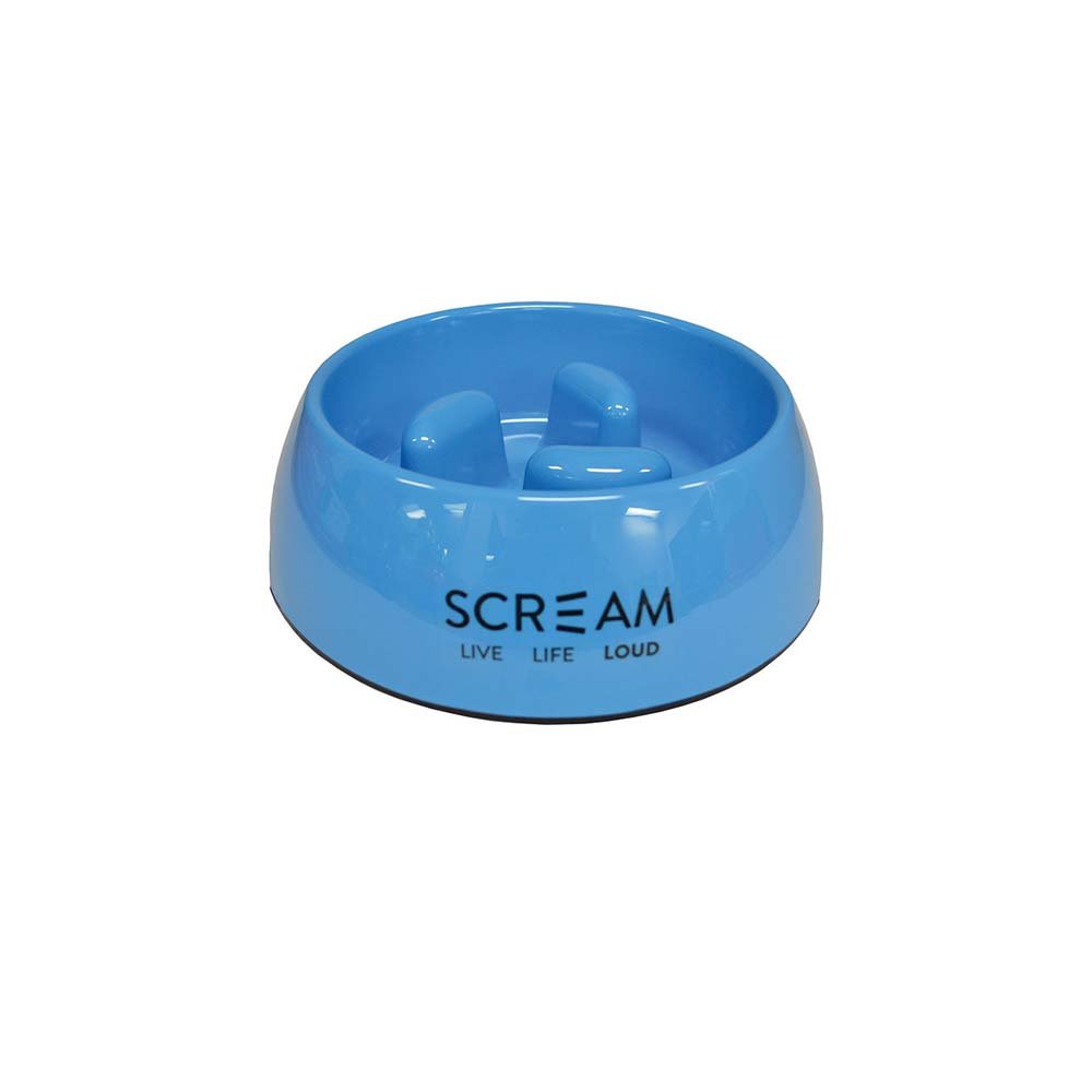 Scream Round Slow-Down Pillar Bowl for Dogs - Loud Blue 200ml