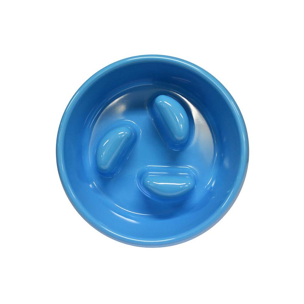 Scream Slow Feed Dog Bowl with Moulded Pillar Obstacles. Size 400ml - Colour Loud Blue.