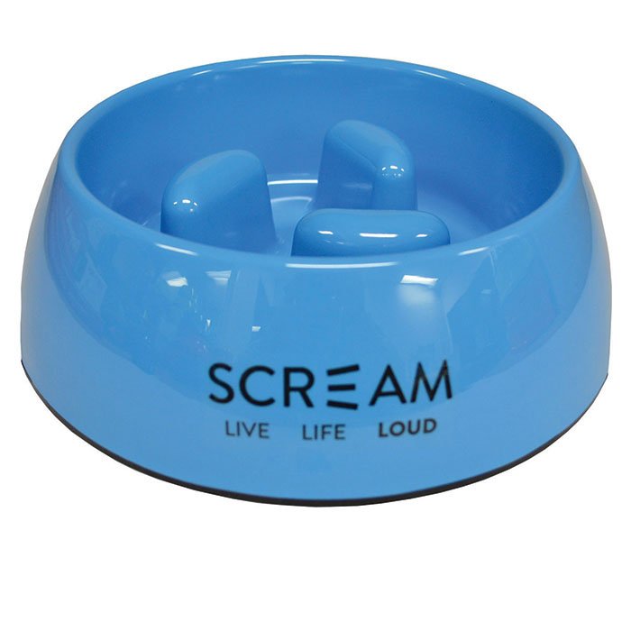 Scream Round Slow-Down Pillar Bowl for Dogs - Loud Blue 750ml
