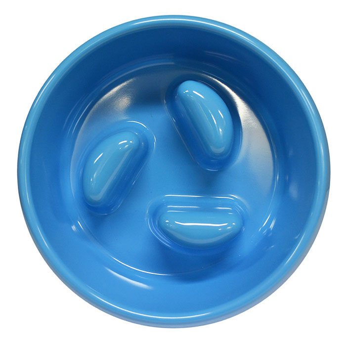 Scream Slow Feed Dog Bowl with Moulded Pillar Obstacles. Size 750ml - Colour Loud Blue.