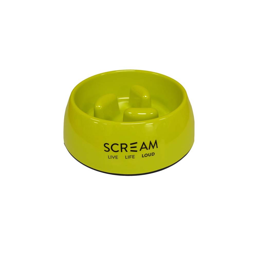Scream Round Slow-Down Pillar Bowl for Dogs - Loud Green 200ml