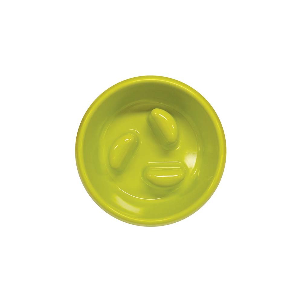 Scream Slow Feed Dog Bowl with Moulded Pillar Obstacles. Size 200ml - Colour Loud Green