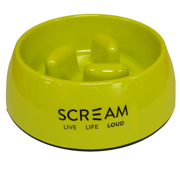 Scream Round Slow-Down Pillar Bowl for Dogs - Loud Green 750ml