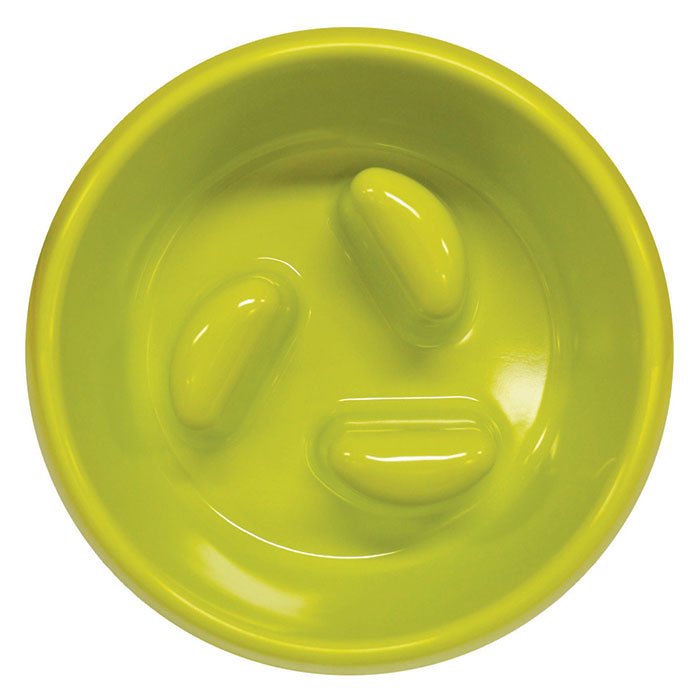 Scream Slow Feed Dog Bowl with Moulded Pillar Obstacles. Size 750ml - Colour Loud Green.