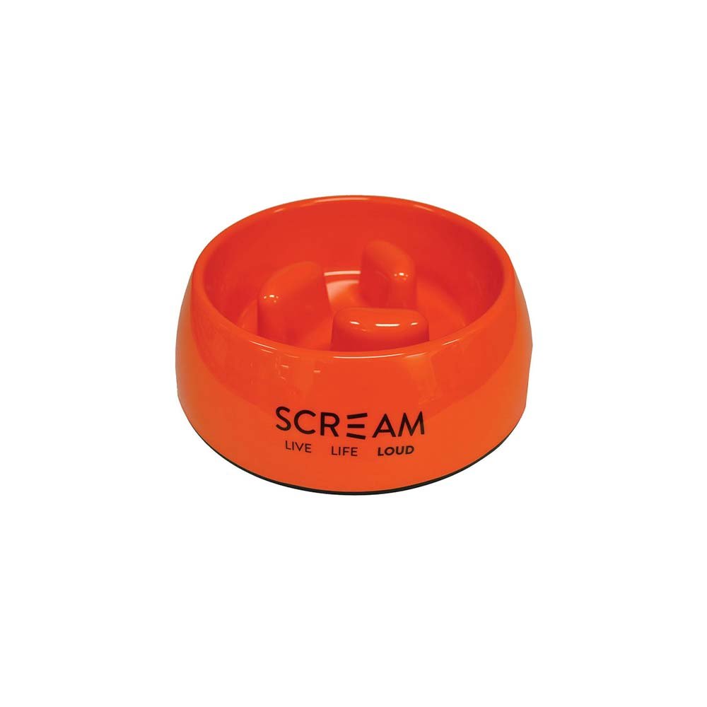 Scream Round Slow-Down Pillar Bowl for Dogs - Loud Orange 200ml