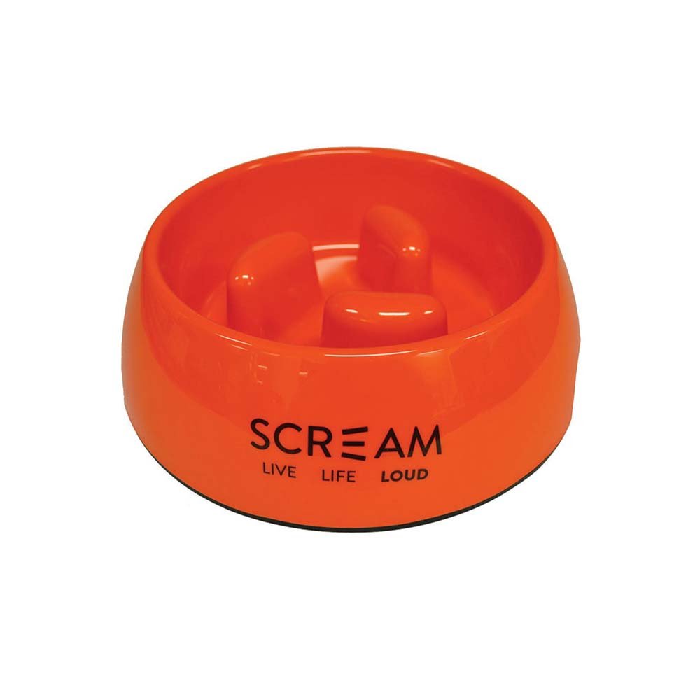 Scream Round Slow-Down Pillar Bowl for Dogs - Loud Orange 400ml
