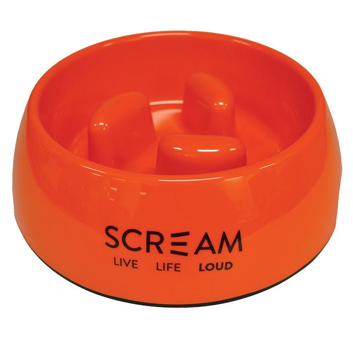 Scream Round Slow-Down Pillar Bowl for Dogs - Loud Orange 750ml