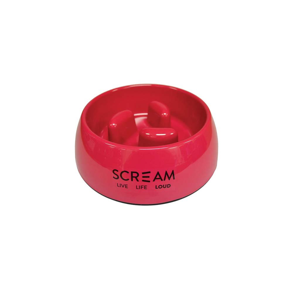 Scream Round Slow-Down Pillar Bowl for Dogs - Loud Pink 200ml