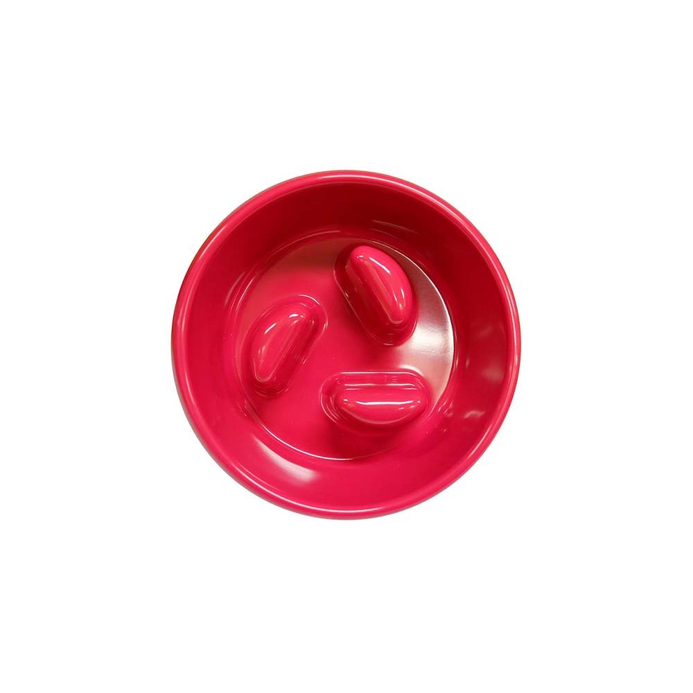 Scream Slow Feed Dog Bowl with Moulded Pillar Obstacles. Size 200ml - Colour Loud Pink.