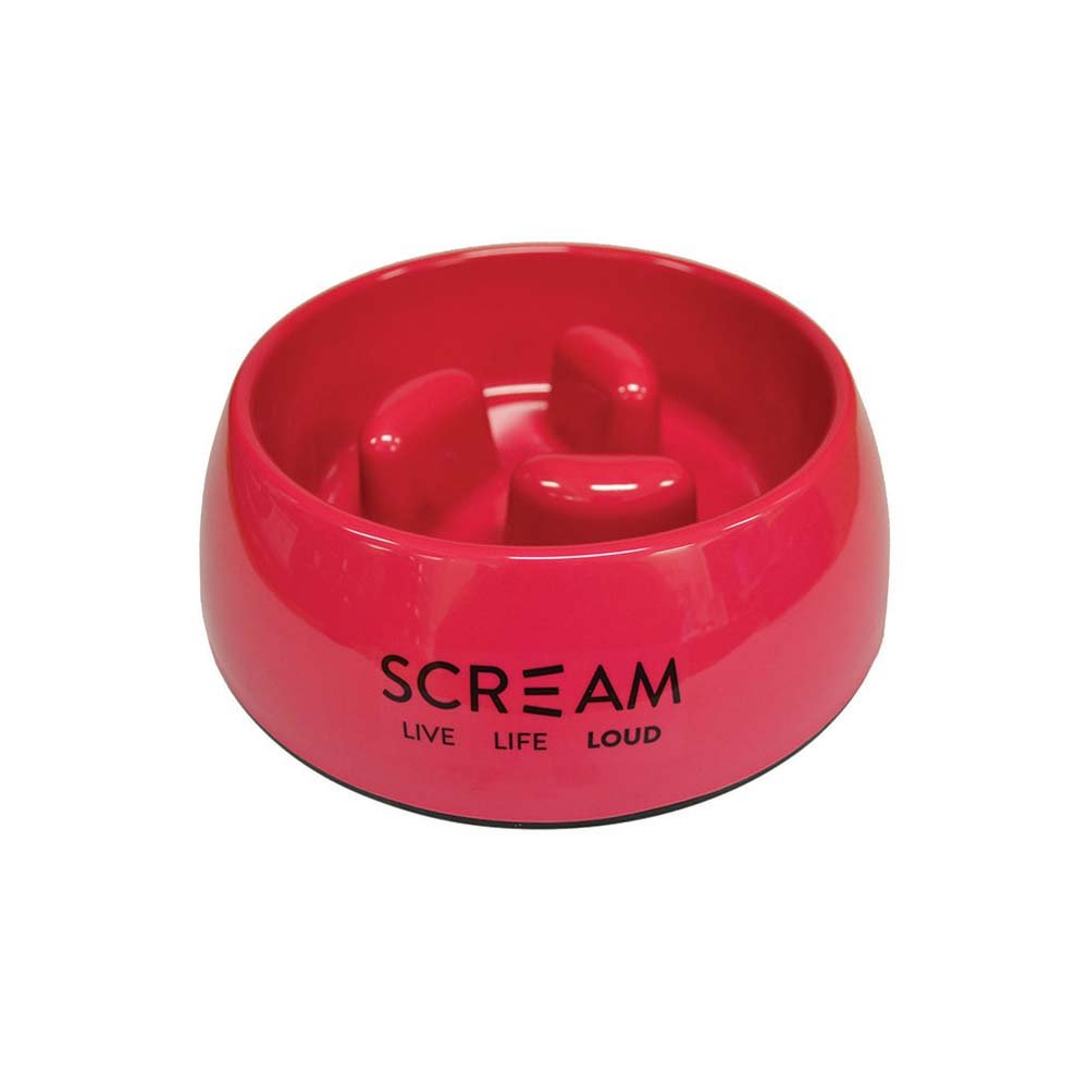Scream Round Slow-Down Pillar Bowl for Dogs - Loud Pink 400ml