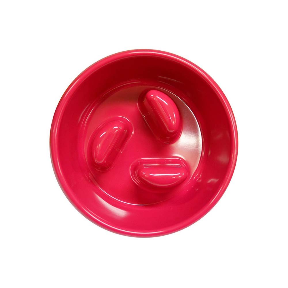 Scream Slow Feed Dog Bowl with Moulded Pillar Obstacles. Size 400ml - Colour Loud Pink.