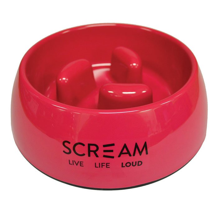 Scream Round Slow-Down Pillar Bowl for Dogs - Loud Pink 750ml