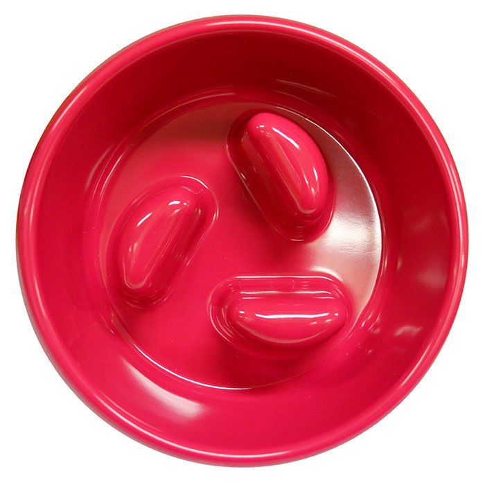Scream Slow Feed Dog Bowl with Moulded Pillar Obstacles. Size 750ml - Colour Loud Pink.