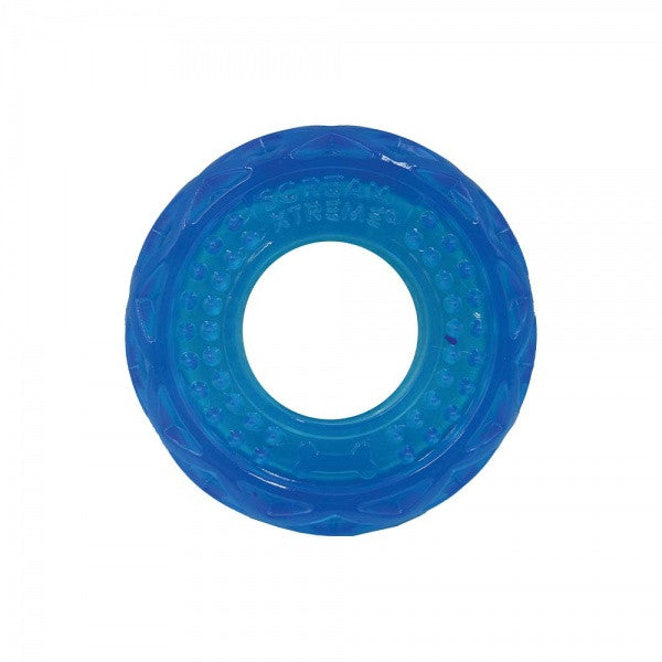 Scream Xtreme Treat Tyre Loud Blue Dog Toy