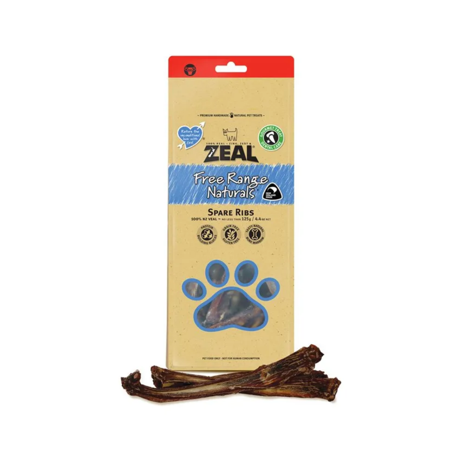 Zeal Dog Treats, Free Range Naturals Spare Ribs.