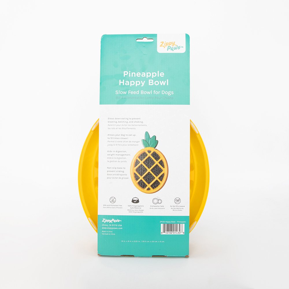 ZippyPaws Happy Bowl Pineapple Slow Feeder - Retail Pack Back