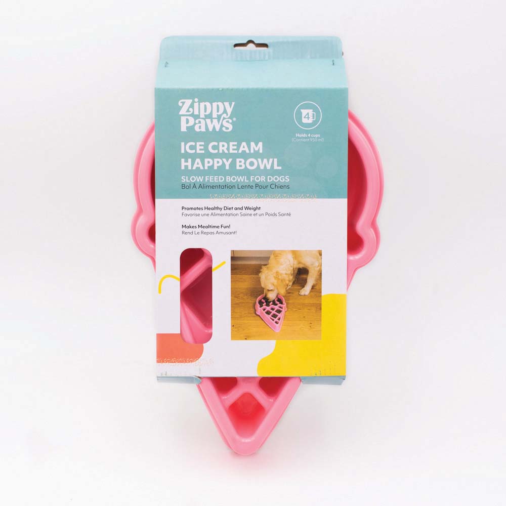 ZippyPaws Happy Bowl Ice Cream Slow Feed Bowl for Dogs