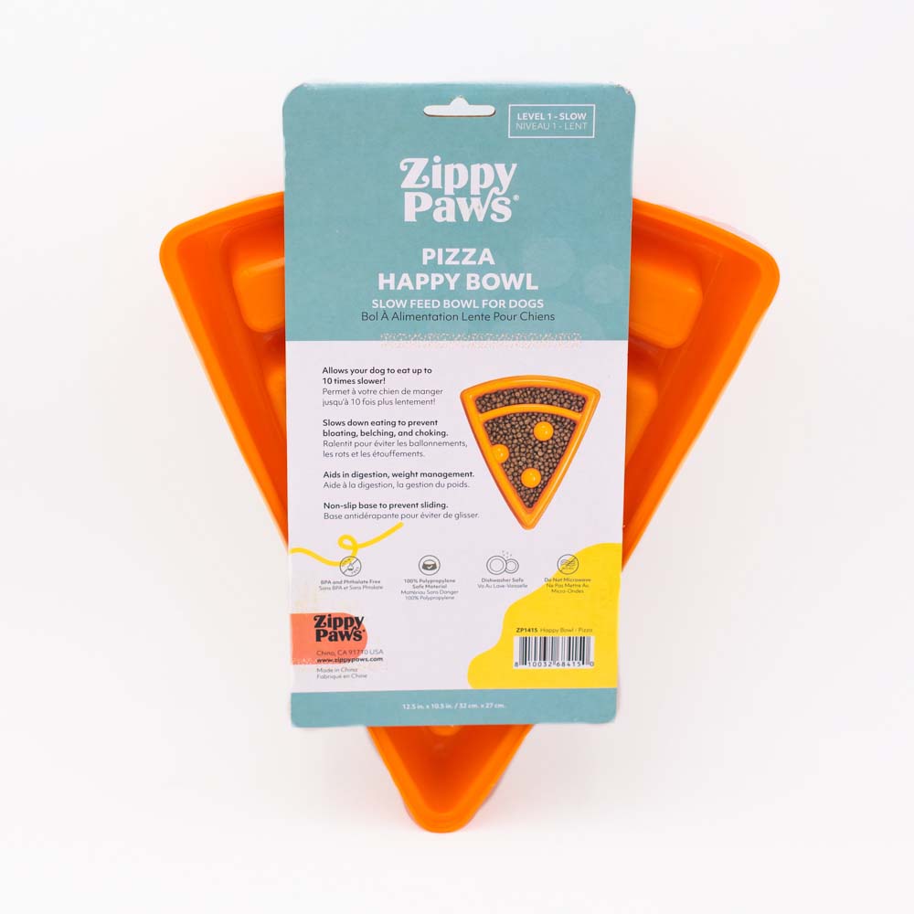 ZippyPaws Happy Bowl Pizza Slow Feed Dog Bowl - Retail Pack, Back