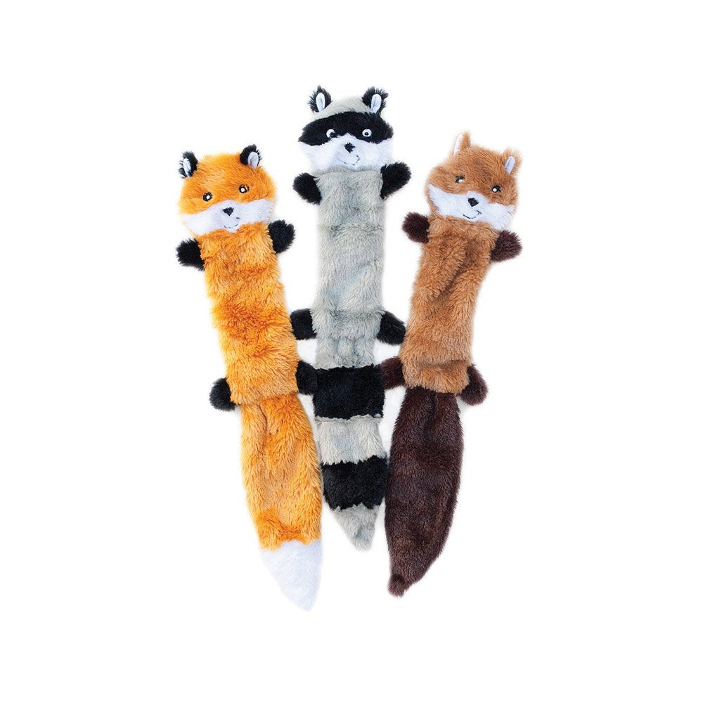 ZippyPaws Skinny Peltz Fox, Raccoon, & Squirrel Dog Toys - Large.