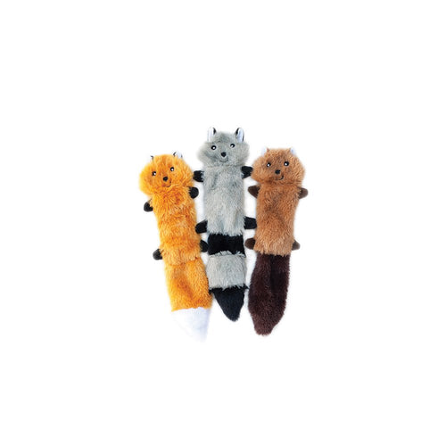 ZippyPaws Skinny Peltz Fox, Raccoon, & Squirrel Dog Toys - Small.