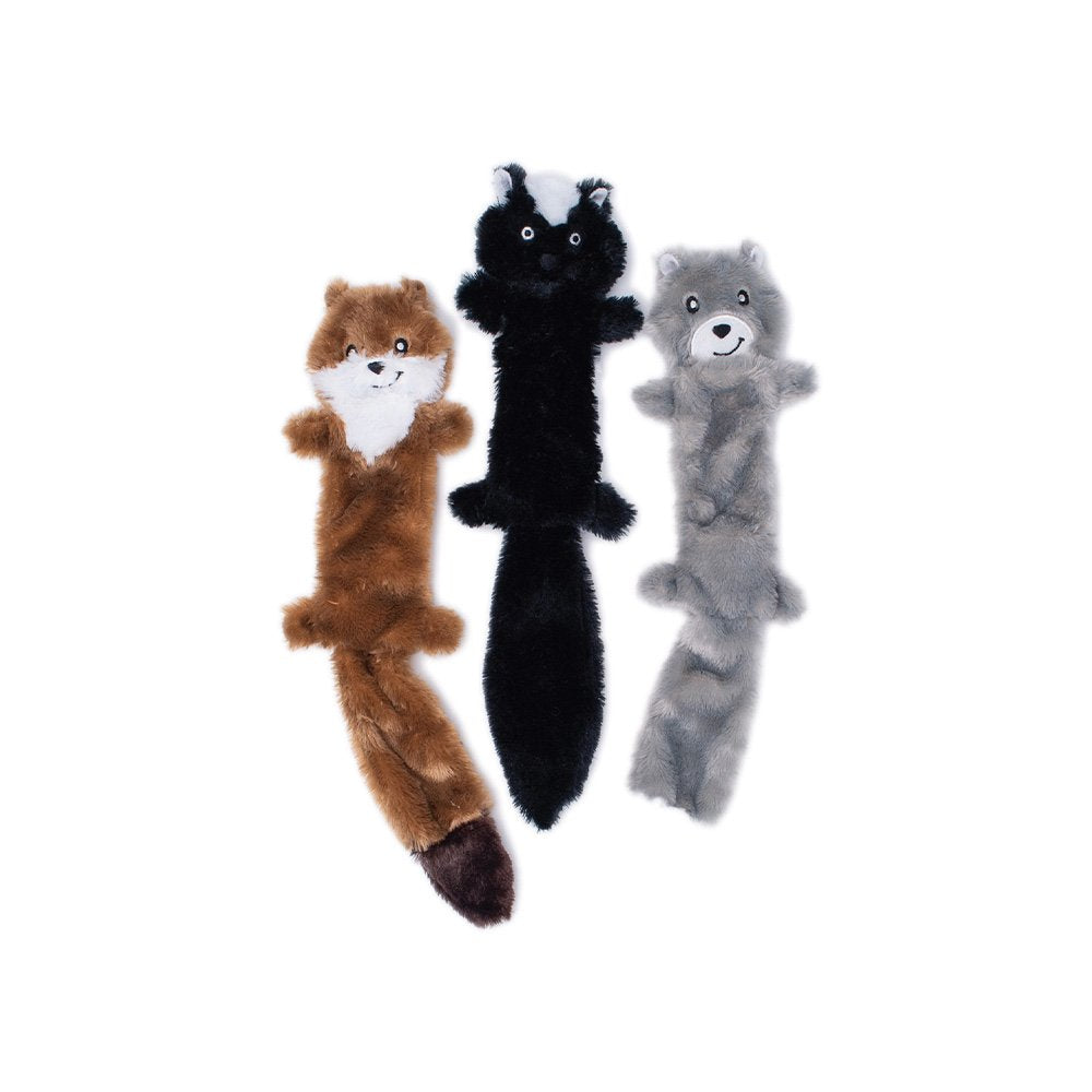 ZippyPaws Skinny Peltz Weasel, Skunk and Wolf - Plush Dog Toys