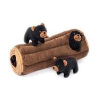 ZippyPaws Zippy Burrow Black Bear Log Interactive Dog Toy