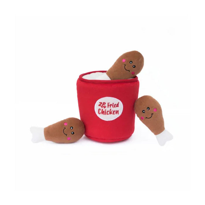 ZippyPaws Zippy Burrow Chicken Bucket Interactive Dog Toy - Plush with Squeakers.