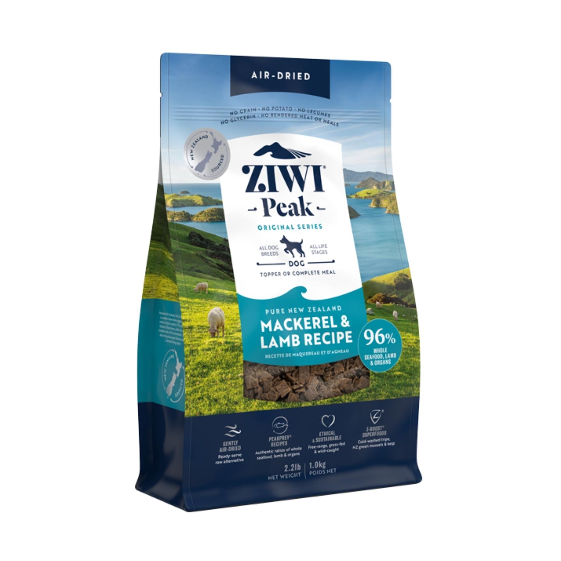ZIWI Peak Dry Dog Food Mackerel & Lamb Recipe 1kg.