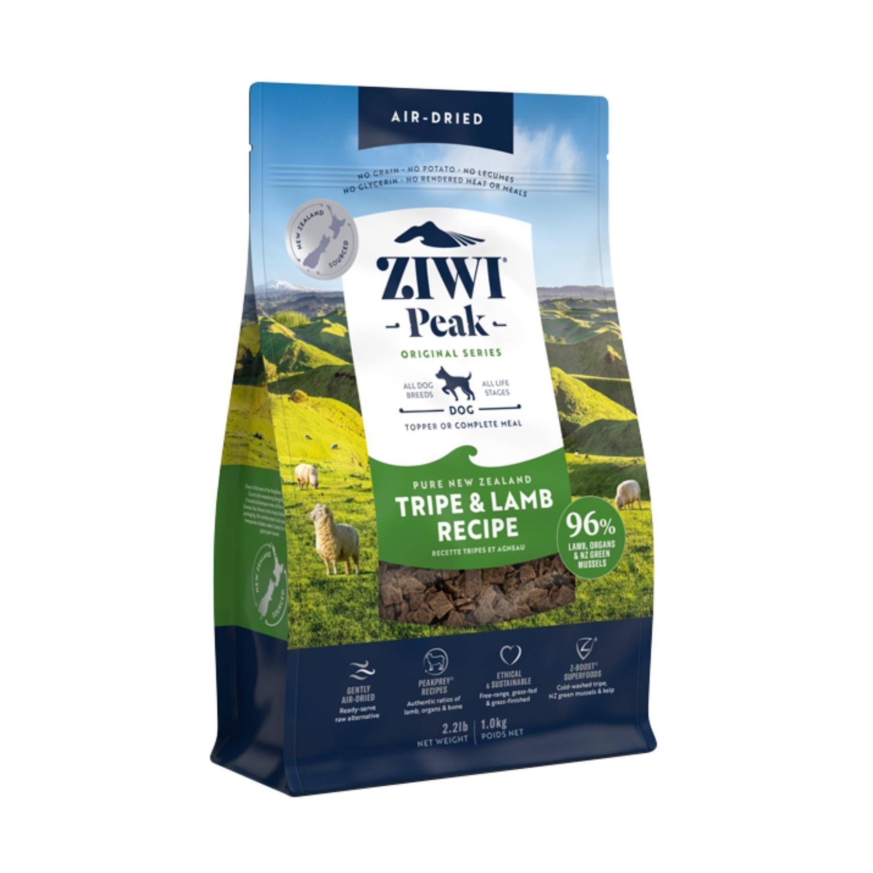 ZIWI Peak Dry Dog Food Tripe & Lamb Recipe 1kg.