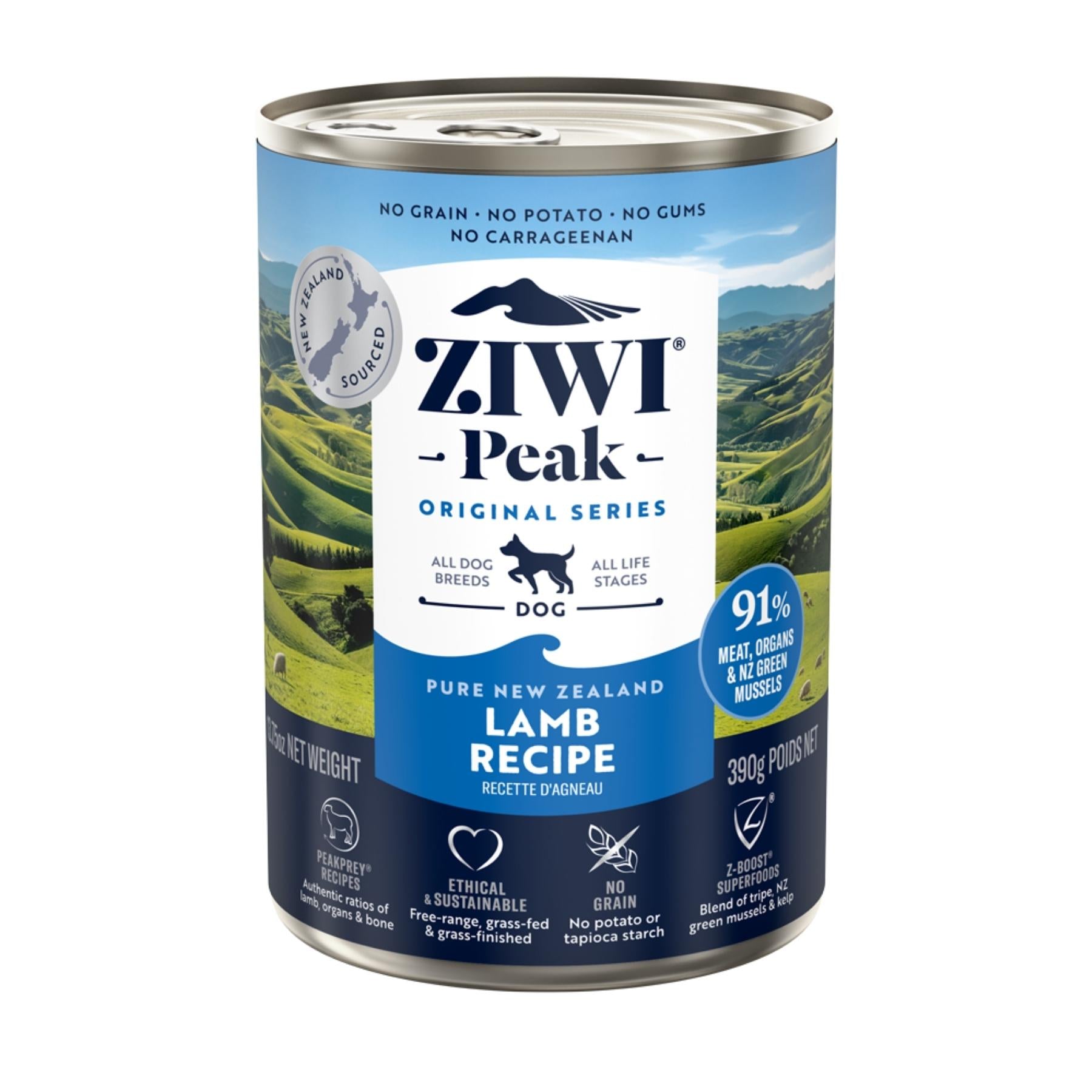 ZIWI Peak Wet Dog Food Lamb Recipe 390g Can