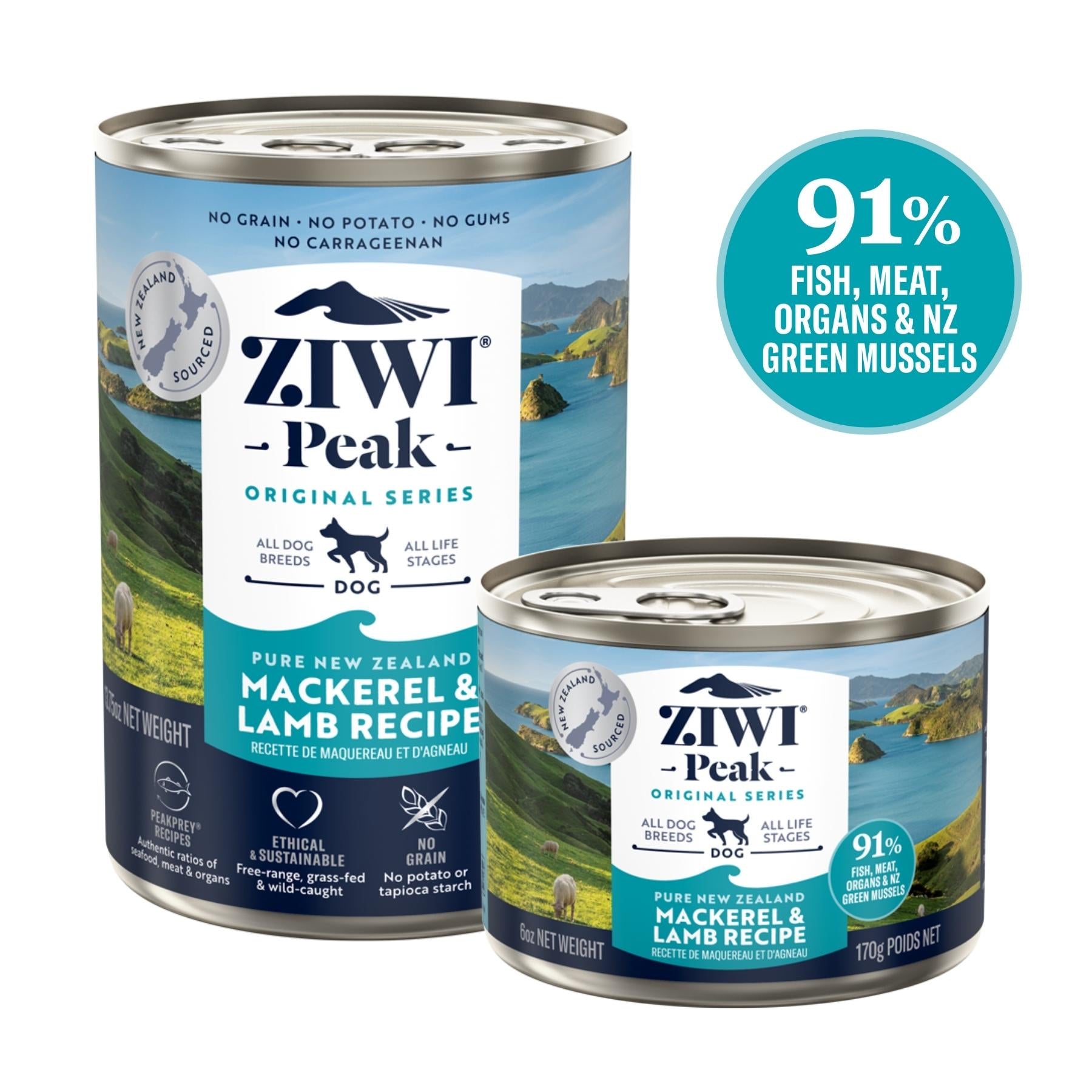 ZIWI Peak Wet Dog Food Mackerel & Lamb Recipe